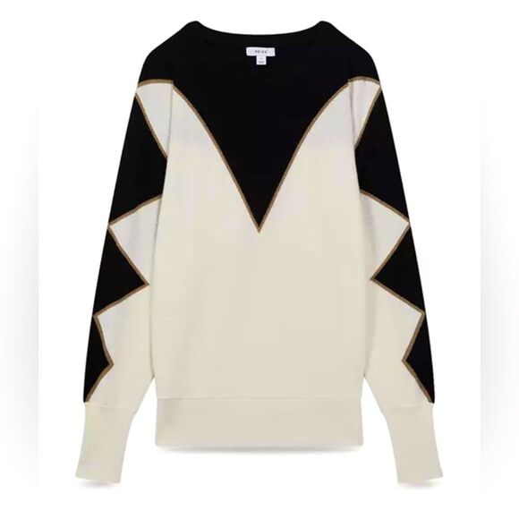 Reiss NWOT Sydney Patterned Crewneck sweater cashmere wool blend knit size M - Picture 5 of 16